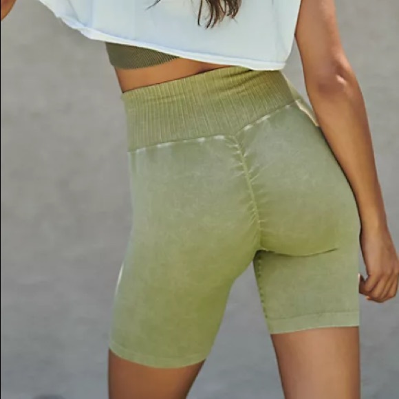 Free People Pants - Free People Good Karma Ruched Shorts in Green Size XS/S
